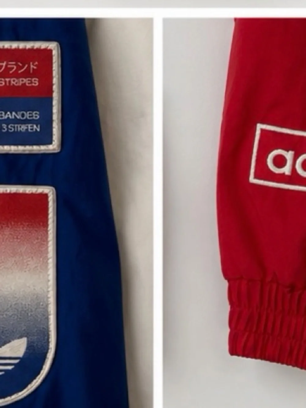 adidas White Puffer Jacket with Red & Blue Sleeves